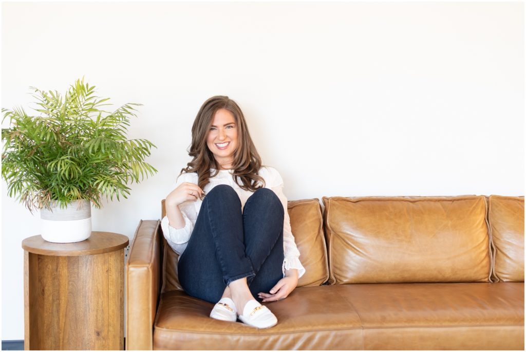 Dallas creative business woman personal brand photo shoot on couch