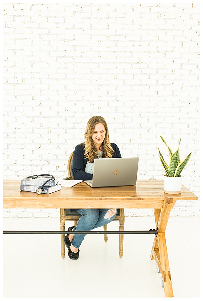woman at desk working