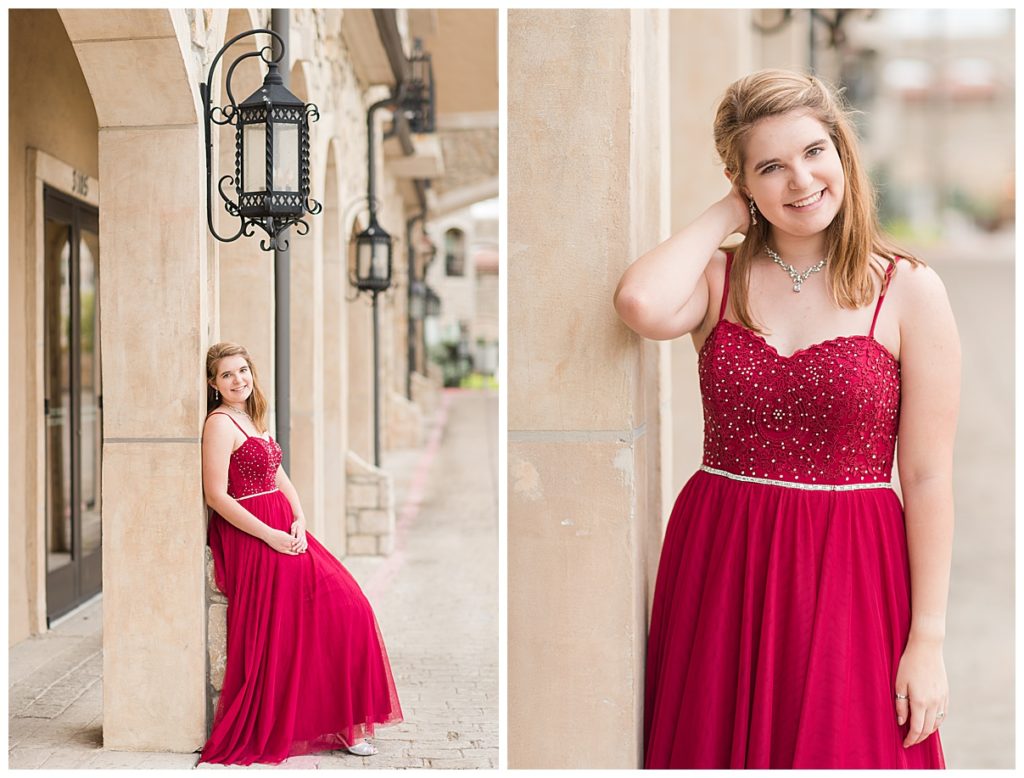 photos of girl in red prom dress