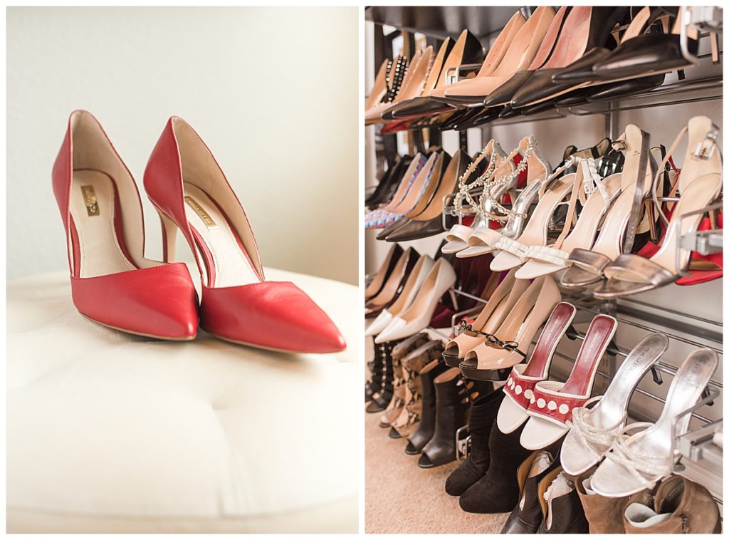 Red heels and closet of high heels