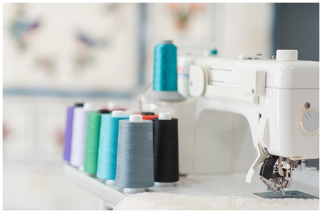 thread spools and sewing machine