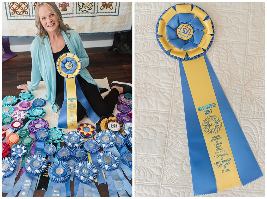 woman with quilting awards