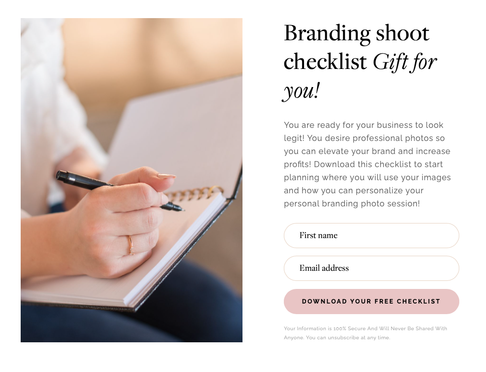 free brand photography checklist