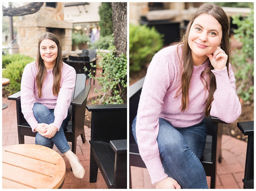 Lifestyle branding image of woman in cozy pink sweater